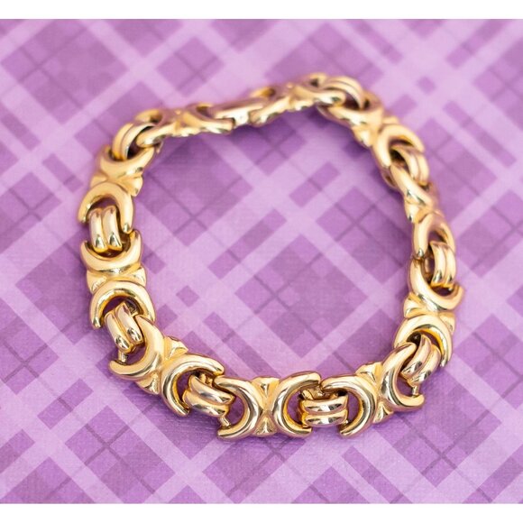 Vintage Victorian Gold Tone Link Bracelet 8 Inch - V11 - Picture 2 of 3